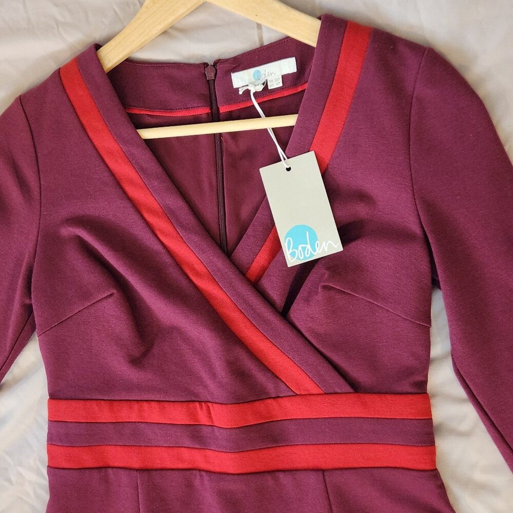Boden NWT Petite Mulled Wine Nellie Ponte V-Neck Wrap Dress - Picture 12 of 15